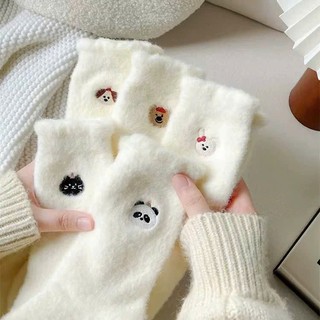 Set 5 Đôi Tất Lông Cừu Dày Dặn Mềm Mại Thêu Hình Thú Siêu Hot Giữ Ấm Mùa Đông tt001