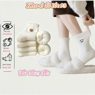 Set 5 Đôi Tất Lông Cừu Dày Dặn Mềm Mại Thêu Hình Thú Siêu Hot Giữ Ấm Mùa Đông tt001