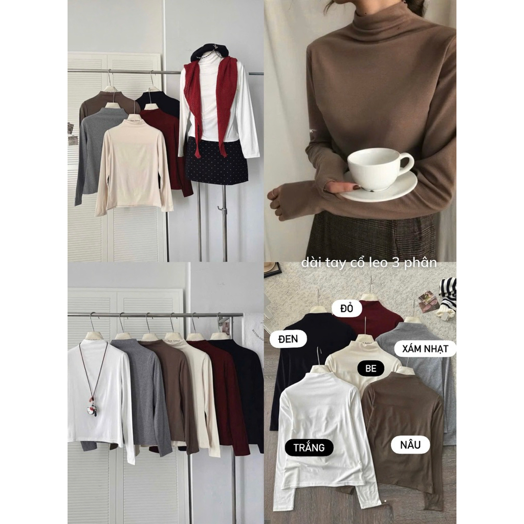 Áo thun dài tay giữ nhiệt cổ leo 3 phân the.sweaterweather TSW (ảnh thật)