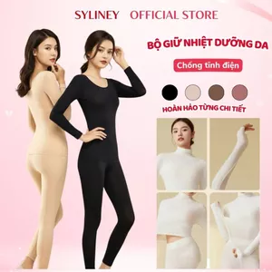 Bộ Quần Áo Giữ Nhiệt Cổ Cao 3Cm Có Đệm Ngực Dưỡng Da Syliney Chất Mềm Mịn, Chống Tĩnh Điện - SGN0
