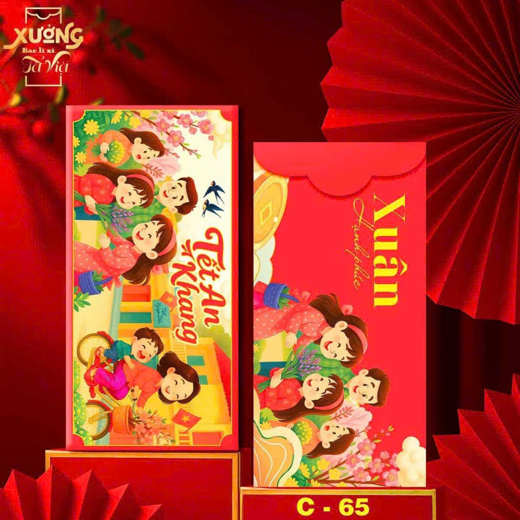 Sỉ 100 Bao Lì Xì Tết Gia Đình Đoàn Viên Sum Vầy Tết An Khang Lì Xì Truyền Thống Tết Dân Gian - Đồ Chơi Cho Bé PUKAPI