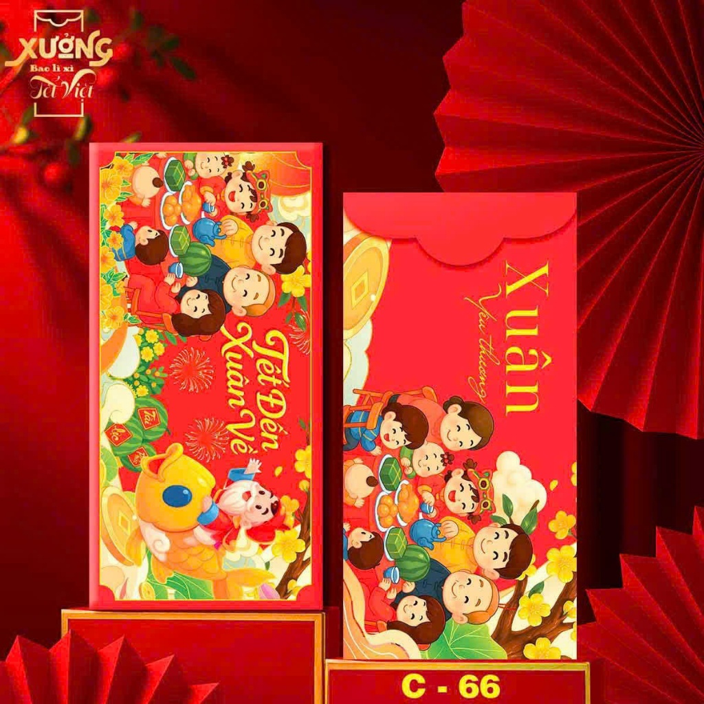 Sỉ 100 Bao Lì Xì Tết Gia Đình Đoàn Viên Sum Vầy Tết An Khang Lì Xì Truyền Thống Tết Dân Gian - Đồ Chơi Cho Bé PUKAPI