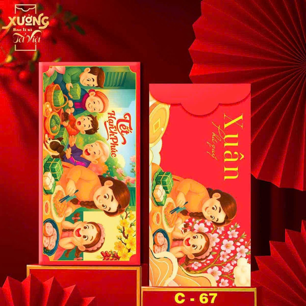 Sỉ 100 Bao Lì Xì Tết Gia Đình Đoàn Viên Sum Vầy Tết An Khang Lì Xì Truyền Thống Tết Dân Gian - Đồ Chơi Cho Bé PUKAPI