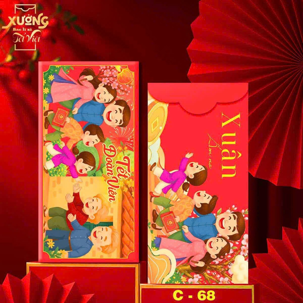 Sỉ 100 Bao Lì Xì Tết Gia Đình Đoàn Viên Sum Vầy Tết An Khang Lì Xì Truyền Thống Tết Dân Gian - Đồ Chơi Cho Bé PUKAPI