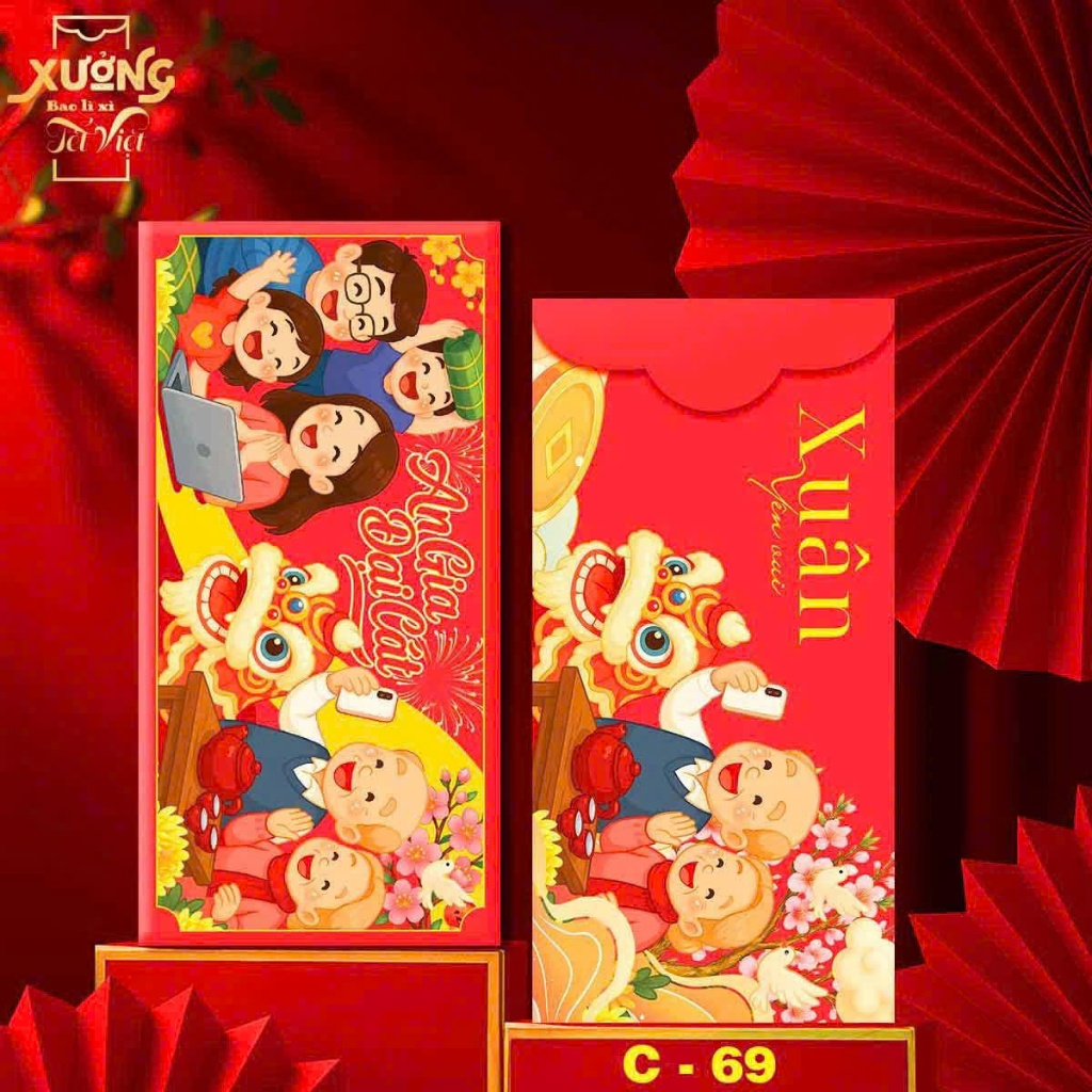 Sỉ 100 Bao Lì Xì Tết Gia Đình Đoàn Viên Sum Vầy Tết An Khang Lì Xì Truyền Thống Tết Dân Gian - Đồ Chơi Cho Bé PUKAPI