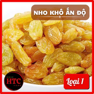 Nho khô vàng nhập khẩu Ấn Độ loại 1 dẻo mềm ngọt thanh tự nhiên, trái cây sấy không đường, HTC Food