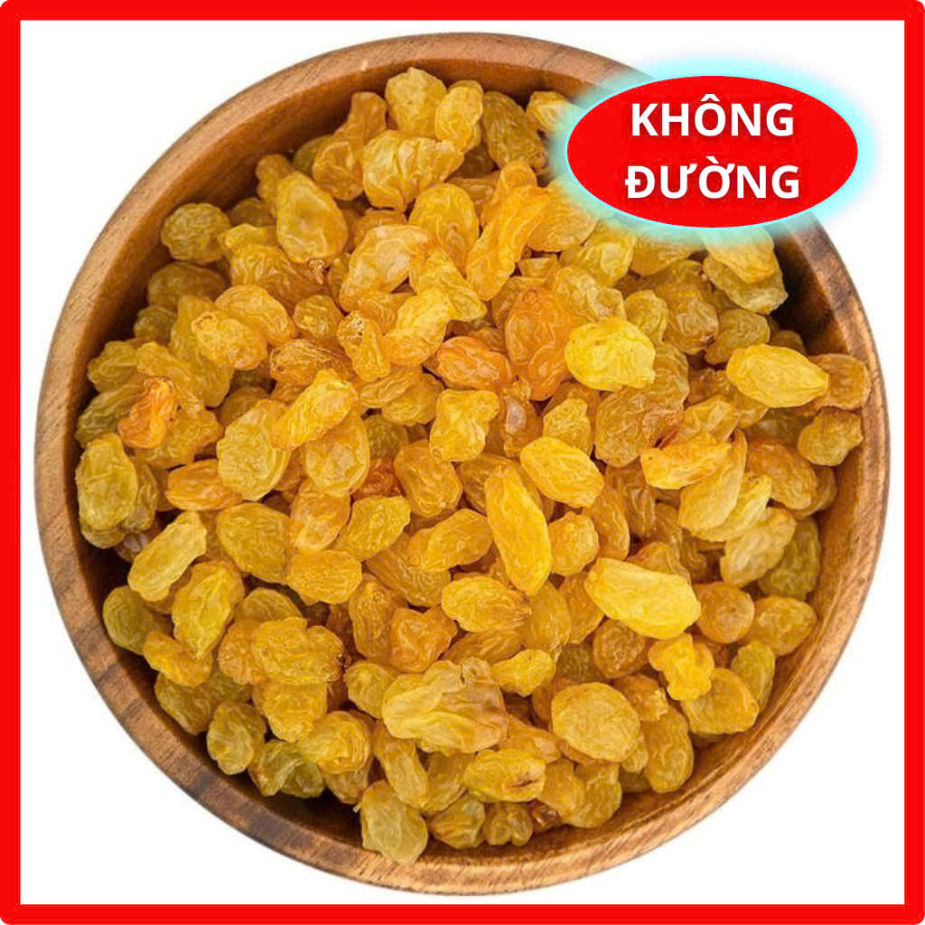 Nho khô vàng nhập khẩu Ấn Độ loại 1 dẻo mềm ngọt thanh tự nhiên, trái cây sấy không đường, HTC Food