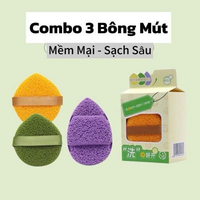 Miếng Bọt Biển Rửa Mặt Sâu Lỗ Chân Lông 3 Miếng Rửa Mặt Puff Mềm Mại Thân Thiện Với Da.