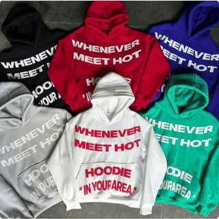 Áo hoodie WHENEVER nam nữ có Nón unisex form rộng họa tiết thời trang năng động khoác Mũ to nỉ SSL