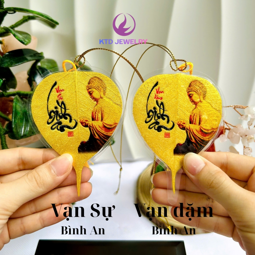 Lá Bồ Đề Nhũ VIP để Ốp Điện Thoại, Treo Xe Ô tô, Có túi đựng thích hợp làm quà tặng Cao Cấp...