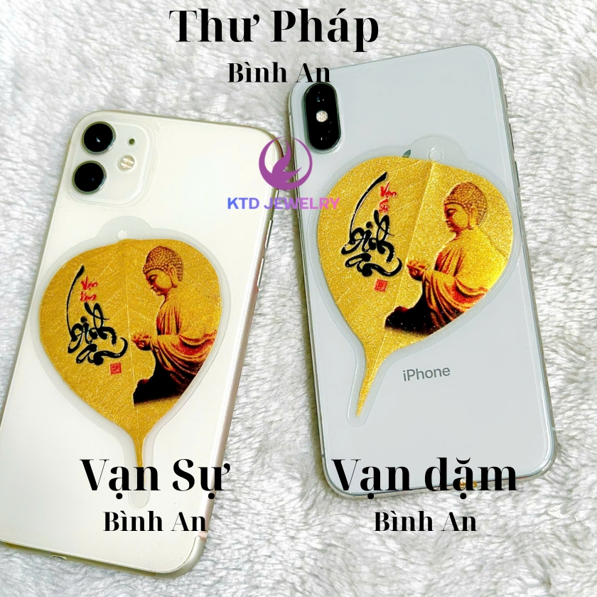 Lá Bồ Đề Nhũ VIP để Ốp Điện Thoại, Treo Xe Ô tô, Có túi đựng thích hợp làm quà tặng Cao Cấp...