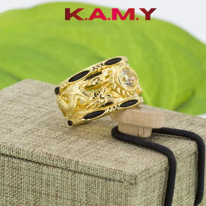 Nhẫn Lông Voi Rồng Vàng May Mắn Đính Đá CZ Cao Cấp – Nhẫn Phong Thủy Tài Lộc K.A.M.Y