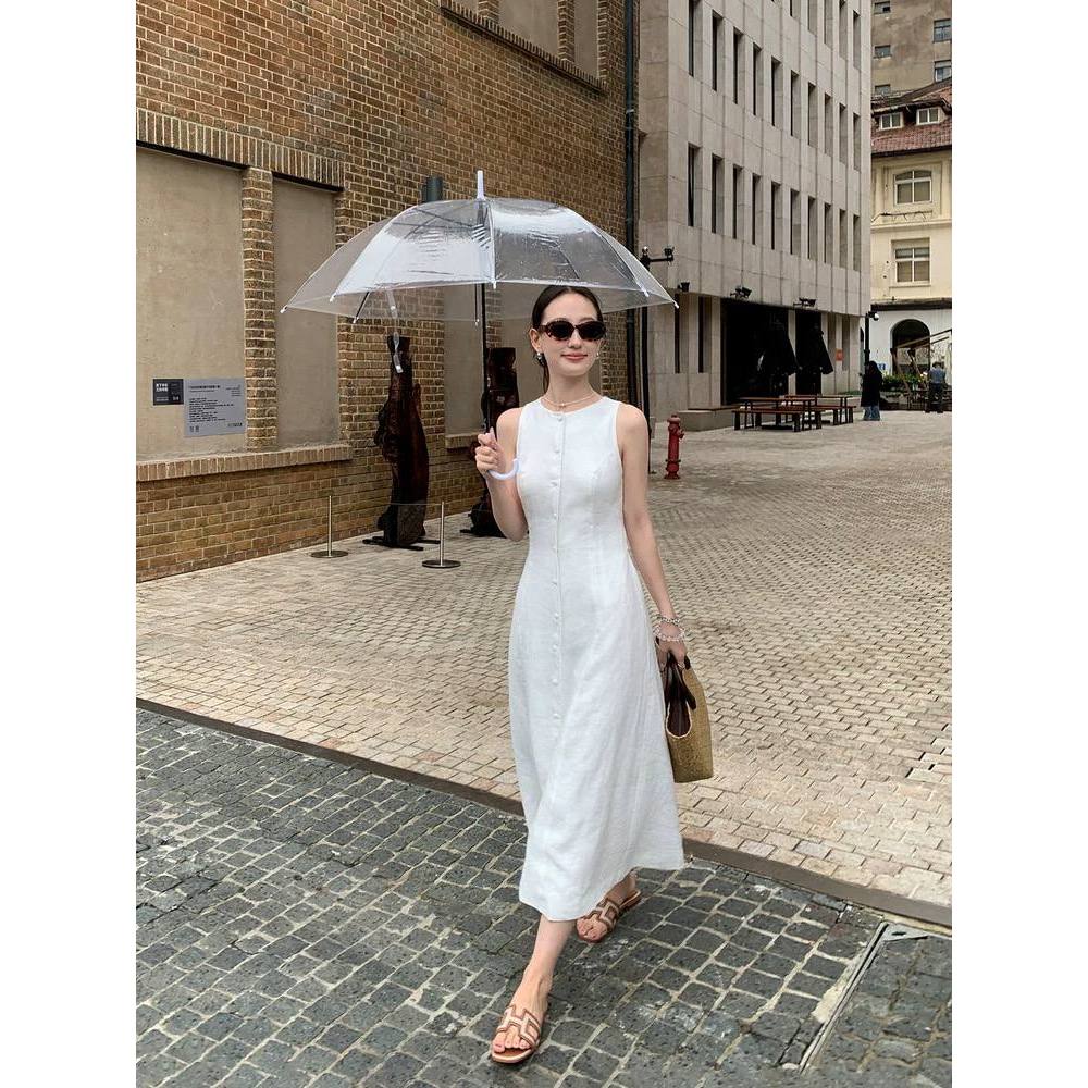 𝗦𝘂𝗻- Đầm Linen thắt nơ sau