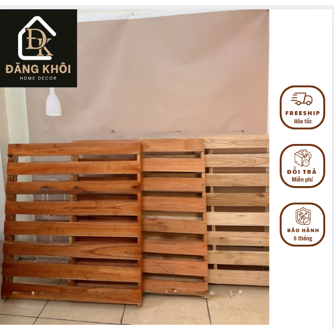 Giường Ngủ Pallet Gỗ Tự Nhiên Cao Cấp Nan Dày, Giường Pallet Gấp Gọn Hở Chân, Gỗ Mới Cao 10cm Từ 2-4 Mảnh - HOMDECOR