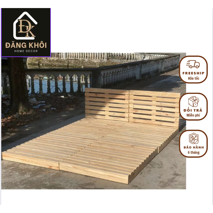 Giường Pallet Gỗ Thông Cao 10cm – Thiết Kế Gấp Gọn, Chắc Chắn HOMDECOR