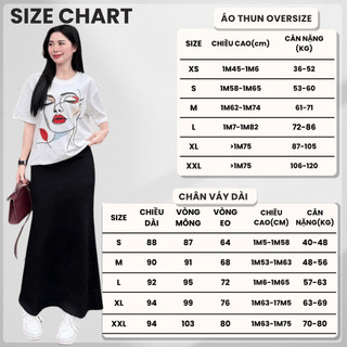 Set Bộ Áo Thun Nữ CHEPOL Form Rộng, Phối Chân Váy, In Hình Cô Gái, Chất Cotton(Áo Phông Trắng +Chân Váy Đuôi Cá)CP_x5131