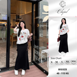 Set Bộ Áo Thun Nữ CHEPOL Form Rộng, Phối Chân Váy, In Hình Cô Gái, Chất Cotton(Áo Phông Trắng +Chân Váy Đuôi Cá)CP_x5131