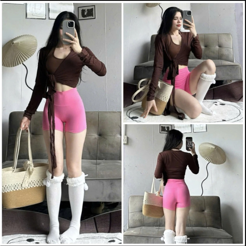Áo Thun Nữ QC Quấn Chéo Dài Tay Cổ V Màu Trơn SlimFit Tập Gym-Yoga-Aerobic-Chạy bộ HOTHISPORT