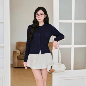 Áo cardigan len lông thỏ cho nữ cổ tròn vặn thừng basic CD101 500G