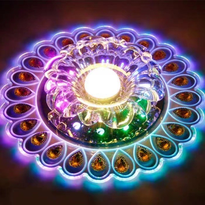 dẫn sáng tạo hành lang ánh sáng lối đi ánh sáng pha lê nhúng mặt dây chuyền trang trí bảy màu tròn trần ánh sáng