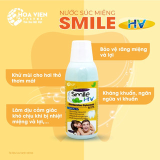 Nước Súc Miệng Smile HV Người Lớn - Đánh Bay Mảng Bám, Cho Hơi Thở Thơm Mát. Chai 250ml