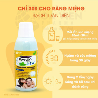 Nước Súc Miệng Smile HV Người Lớn - Đánh Bay Mảng Bám, Cho Hơi Thở Thơm Mát. Chai 250ml