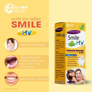 Nước Súc Miệng Smile HV Người Lớn - Đánh Bay Mảng Bám, Cho Hơi Thở Thơm Mát. Chai 250ml