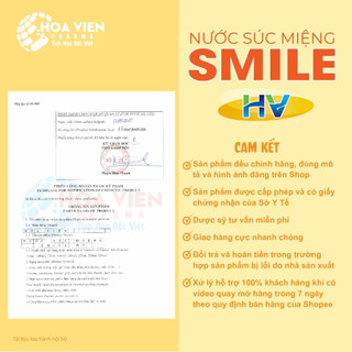 Nước Súc Miệng Smile HV Người Lớn - Đánh Bay Mảng Bám, Cho Hơi Thở Thơm Mát. Chai 250ml