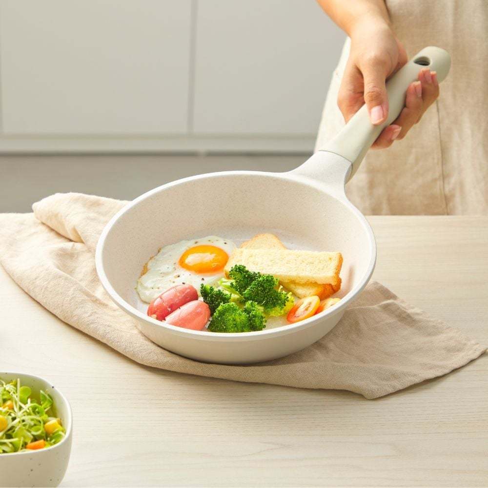 Chảo vân đá Omi Simple Inochi 20cm/26cm/28cm (CHẢO RÁN), chống dính cao cấp, kháng khuẩn, an toàn