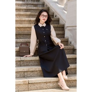 Áo Kiểu Nữ Sơ Mi Công Sở LAMER FASHION Nơ Eo Phối Tay Phối Chân Váy Xoè Ly Bung Chun Sau O61H25Q019 O62L25Q012