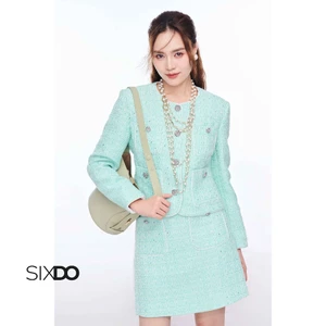 Chân váy tweed xanh dáng ngắn SIXDO (Light Turquoise Tweed Mini Skirt)
