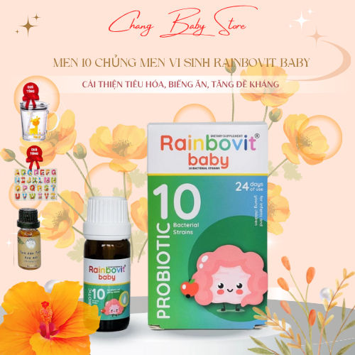 Men 10 Chủng Men Vi Sinh Rainbovit Baby - Cải Thiện Tiêu Hóa, Biếng Ăn, Tăng Đề Kháng chai 5ml + quà