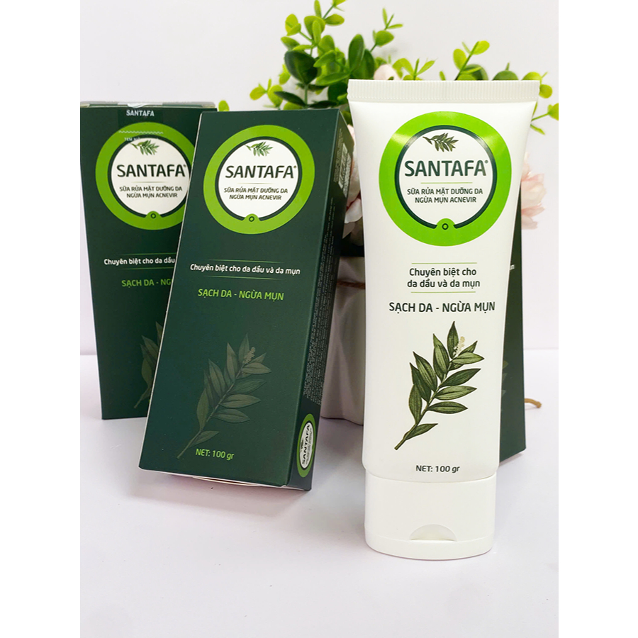 Sữa Rửa Mặt Dưỡng Da, Ngừa Mụn Acnevir Santafa, Làm Sạch Dịu Nhẹ, Cấp Ẩm, Da Luôn Căng Mịn Mềm Mại