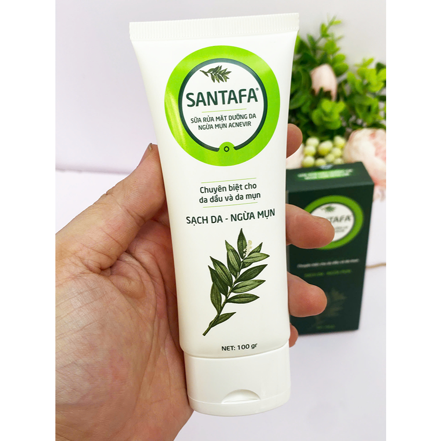 Sữa Rửa Mặt Dưỡng Da, Ngừa Mụn Acnevir Santafa, Làm Sạch Dịu Nhẹ, Cấp Ẩm, Da Luôn Căng Mịn Mềm Mại