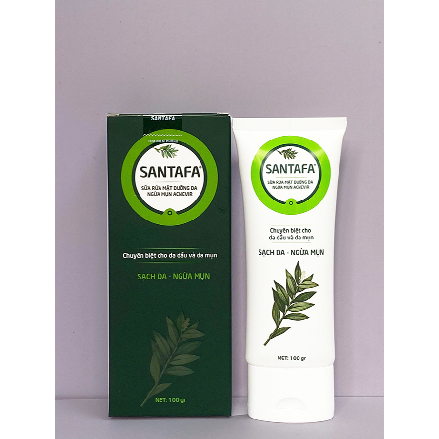 Sữa Rửa Mặt Dưỡng Da, Ngừa Mụn Acnevir Santafa, Làm Sạch Dịu Nhẹ, Cấp Ẩm, Da Luôn Căng Mịn Mềm Mại