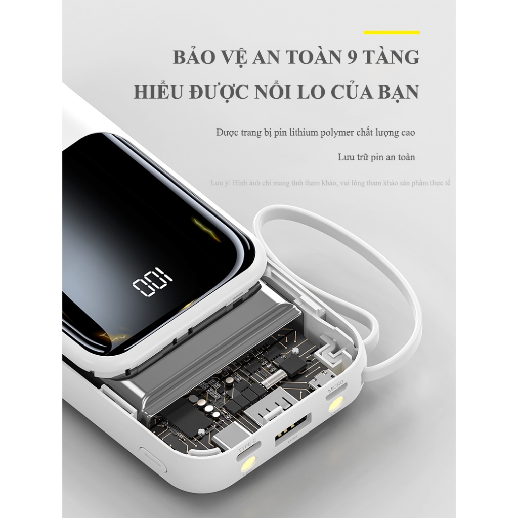 Dosen sạc dự phòng pd20000mAh｜ 20W sạc flash ba dây một màn hình led hiển thị kỹ thuật số trò chơi du lịch cần thiết hàn