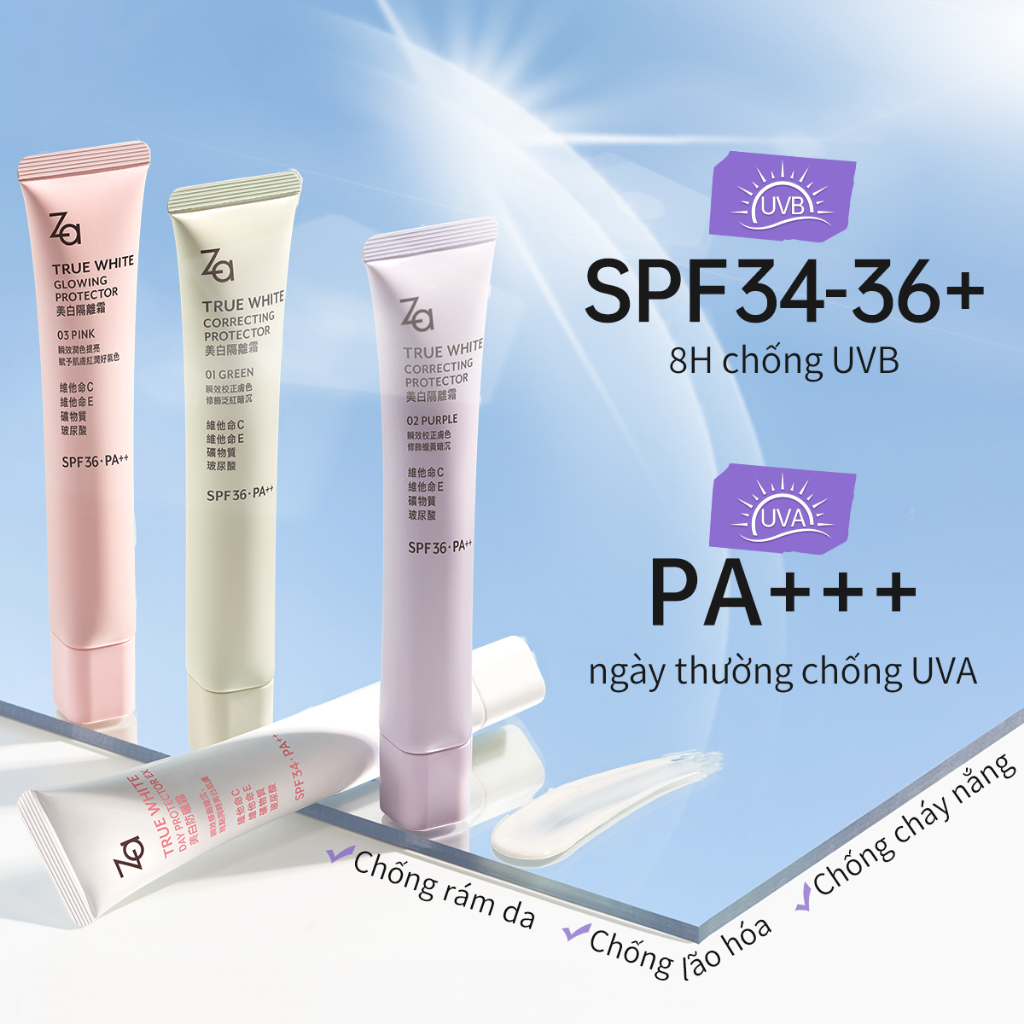 Za Kem Lót Kiềm Dầu Nâng Tone SPF 35g Kem Lót Trang Điểm Dưỡng Da All-in-One