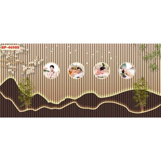Tranh vải lụa 3D dán tường tiệm đông y, spa, dưỡng sinh gội đầu massage khổ lớn