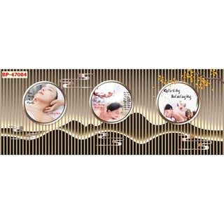 Tranh vải lụa 3D dán tường tiệm đông y, spa, dưỡng sinh gội đầu massage khổ lớn