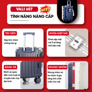 Vali Khung Nhôm Cao Cấp Kingsun KS-607 Bọc Nhôm 4 Góc Chống Va Đập Bảo hành 5 năm