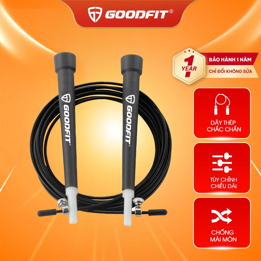 Dây nhảy thể dục chính hãng GoodFit GF904JR lõi thép siêu bền, hỗ trợ tập thể dục giảm cân, đốt mỡ