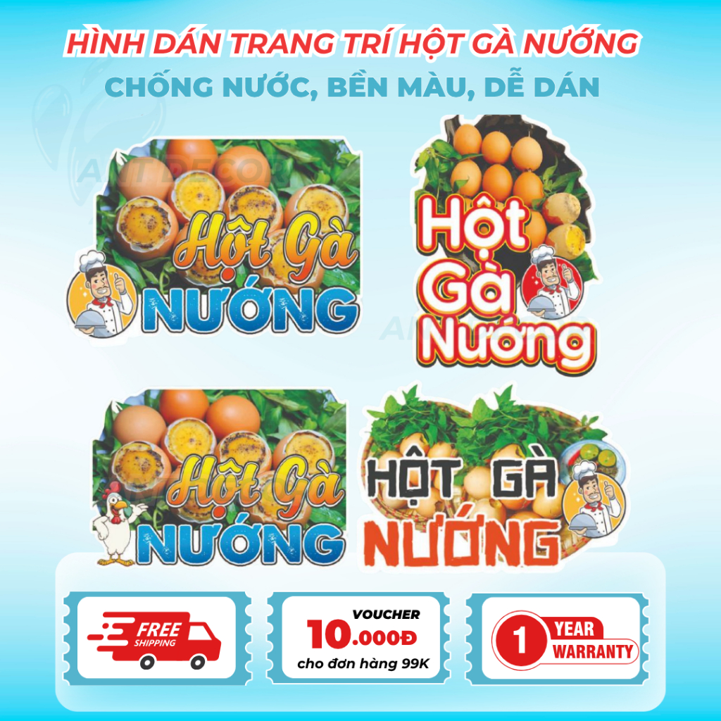 🥚 DECAL HỘT GÀ NƯỚNG – TEM DÁN ĐẸP MẮT CHO MÓN ĂN VẶT🔥