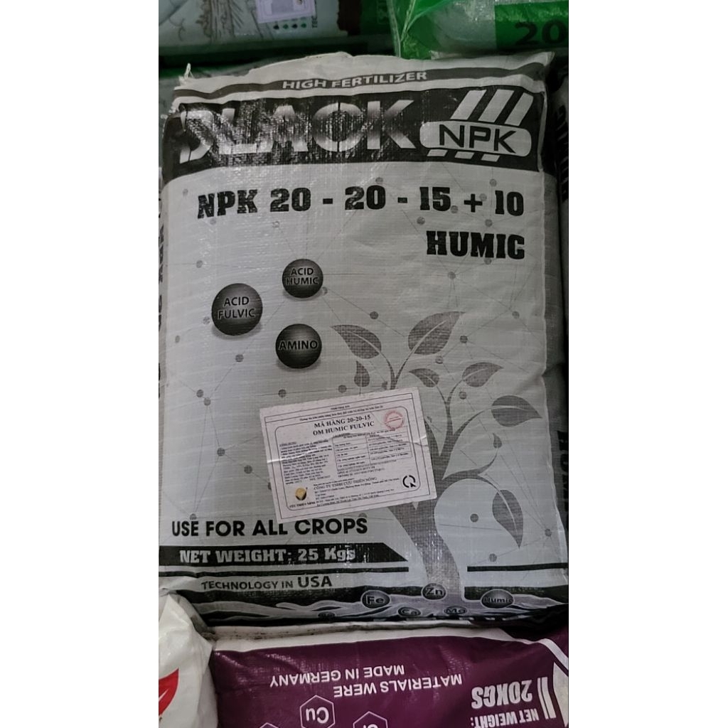 🌿 1. PHÂN BÓN NPK SLACK 20-20-15 + 10 HUMIC | Acid Humic – Fulvic – Amino | Tăng Năng Suất–Cải Tạo Đất–Technology in USA