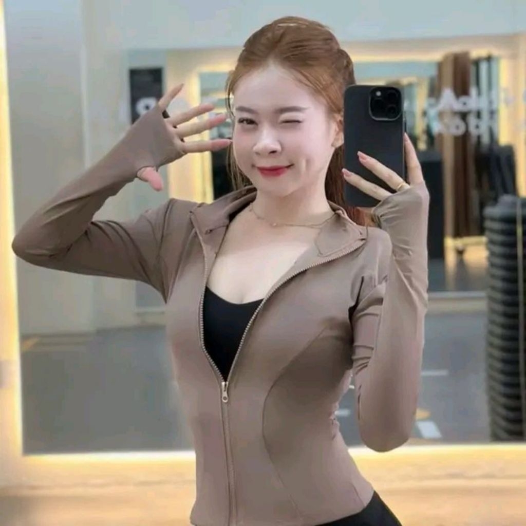 áo khoác nữ Trơn.Áo khoác thể thao. Áo khoác tập gym.yoga.chạy bộ fom ôm body K2