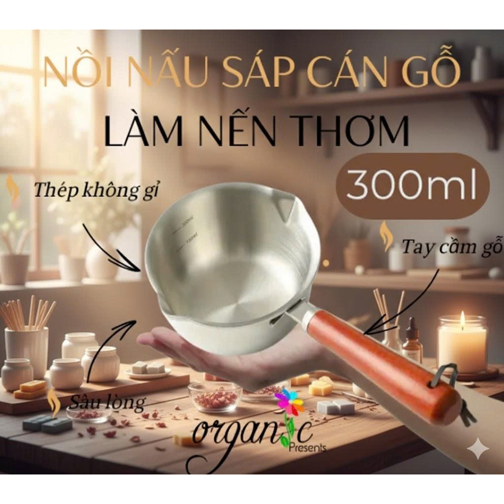 NỒI NẤU SÁP 300 ML (CÁN GỖ)