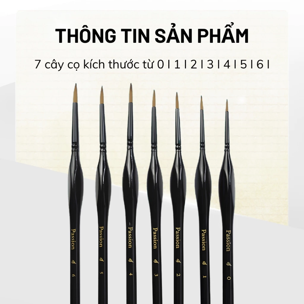 [Hỏa tốc HCM] [Hỏa tốc HCM] Cọ Tỉa Đầu Tròn Passion Vẽ Màu Nước Hạng Họa Sĩ Cao Cấp