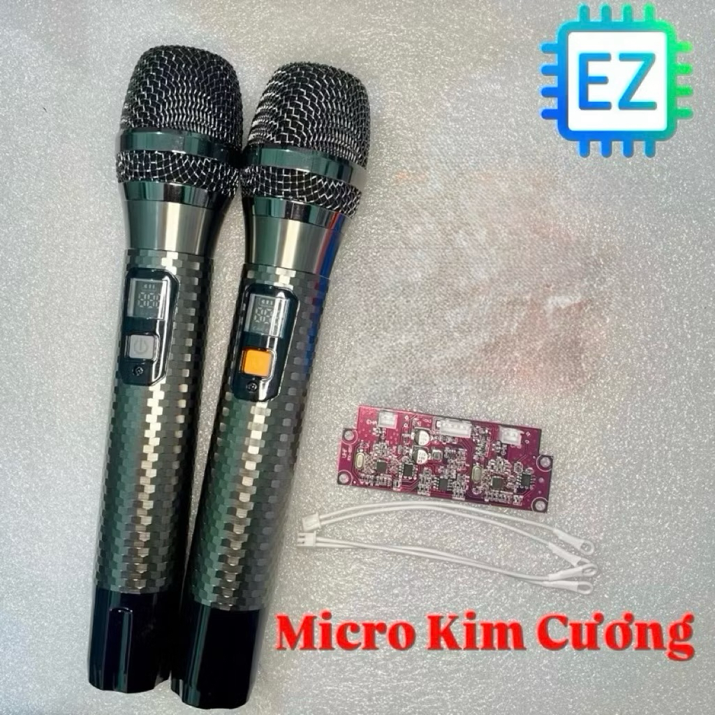 Bộ Micro kim cương uhf cao cấp vỏ kim loại chuyên dành cho loa kéo, loa ...
