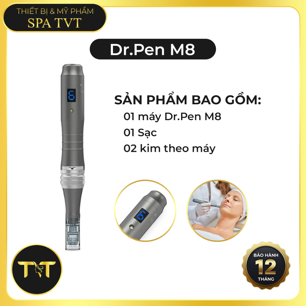 DR.PEN M8 BÚT DERMA ĐIỆN ULTIMA M8 – VI KIM PHI KIM CHUYÊN NGHIỆP, HỖ TRỢ GIẢM SẸO RỖ, MỜ THÂM