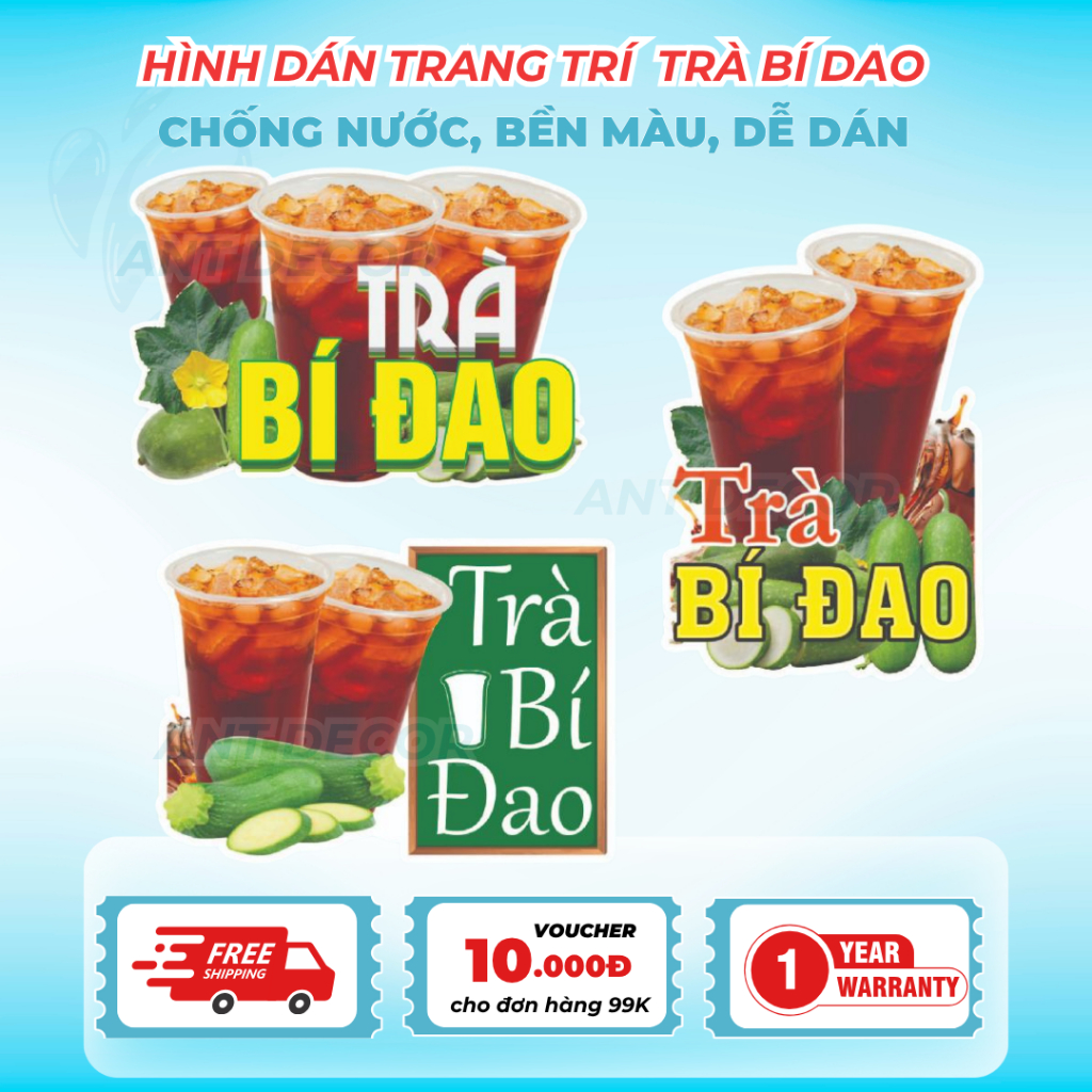 Decal Dán TRÀ BÍ ĐAO – Nhãn Dán Trang Trí Xe Nước – Dễ Dán, Bền Đẹp, Chống Nước