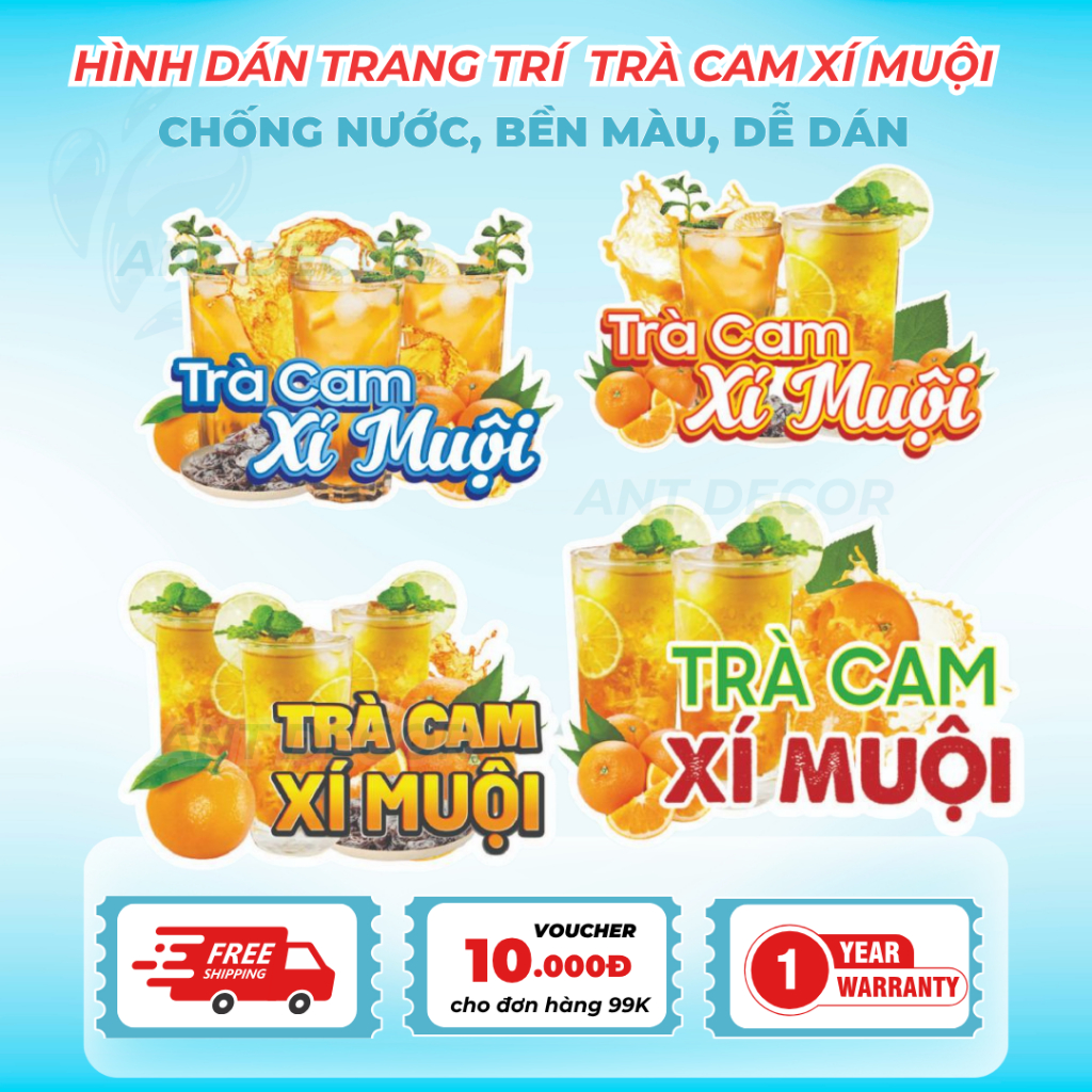Decal Dán CAM XÍ MUỘI – Nhãn Dán Trang Trí Xe Nước Cam, Ly Nước Ép – Bền Đẹp, Chống Nước, Dễ Dán